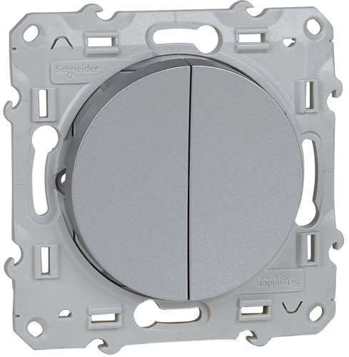 Выключатель без рамки Schneider Electric Odace 2-кл. алюминий картинка